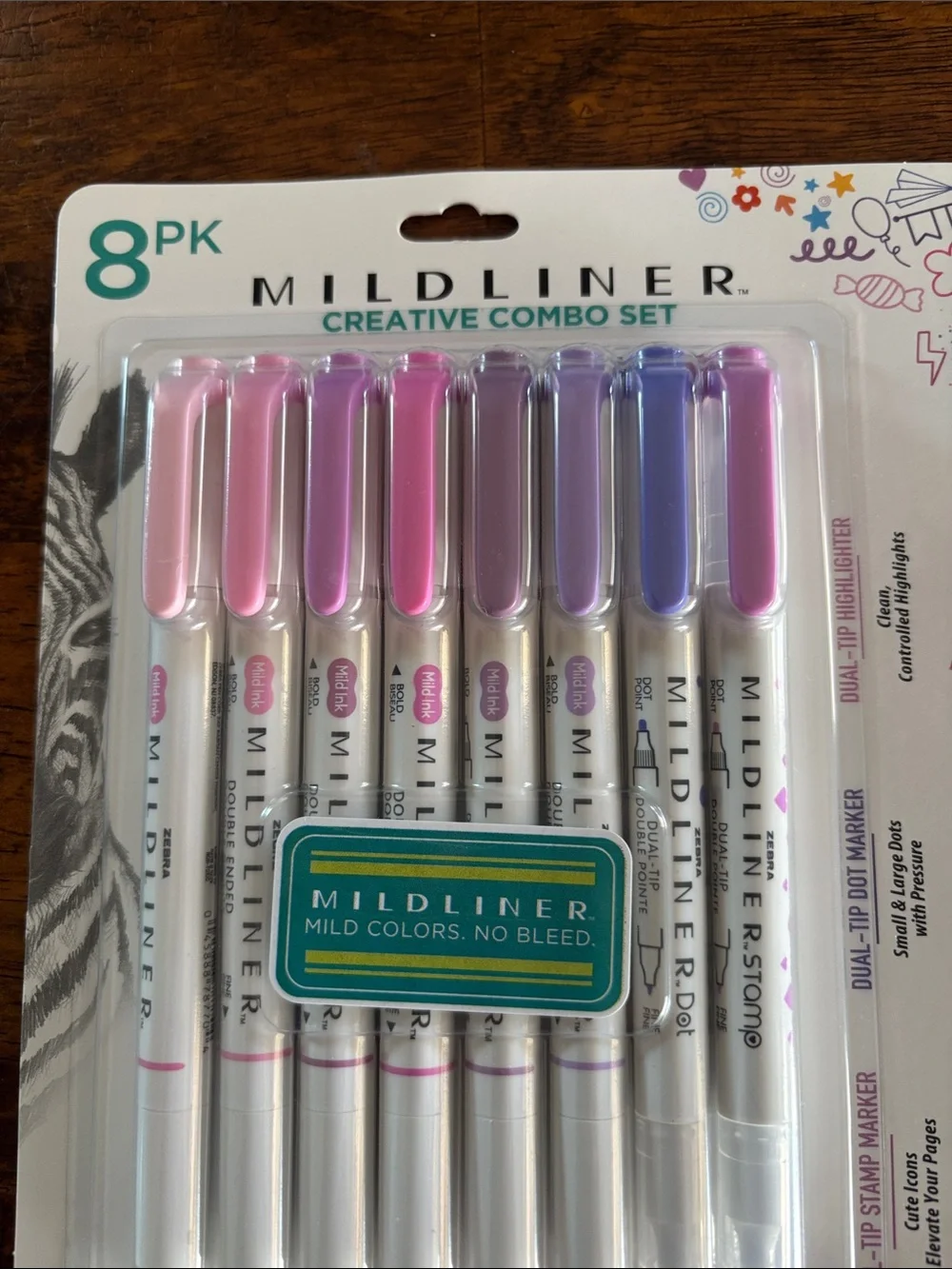 Mildliner 8-Pack Pastel Highlighter Set - Pink & Purple